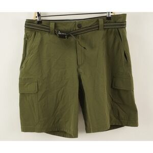 Orvis Men's 36 x 9" Green Woven Stretch‎ Belted Cargo Zip Pocket Hiking Shorts